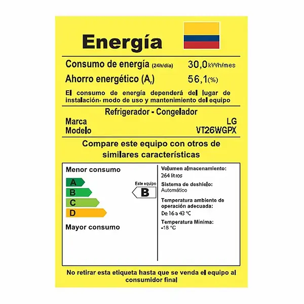 Nevera - 264 Lts - Vt26wgpx - Plata - Door Cooling