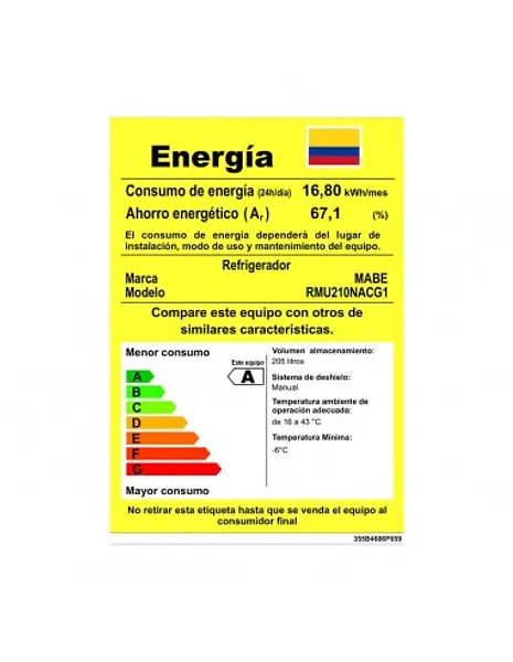 Nevera Mabe Frost 205 Litros Grafito