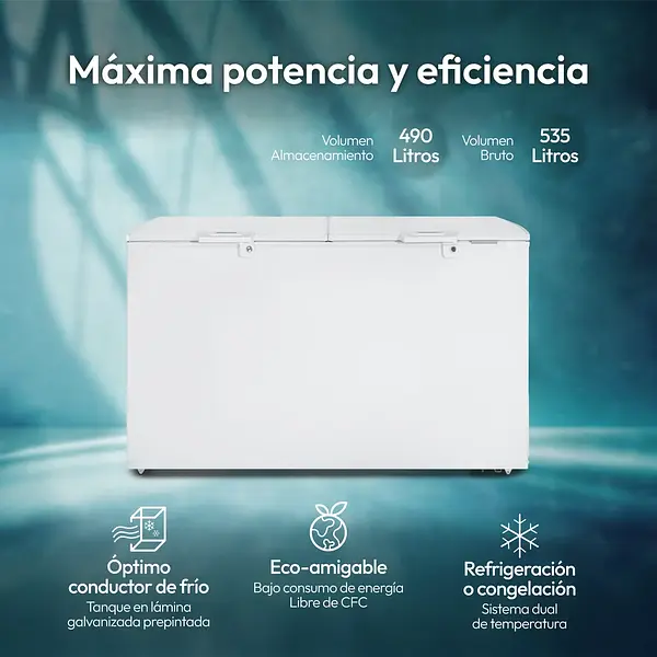 Congelador Horizontal Challenger De Doble Puerta, 535 L Brut