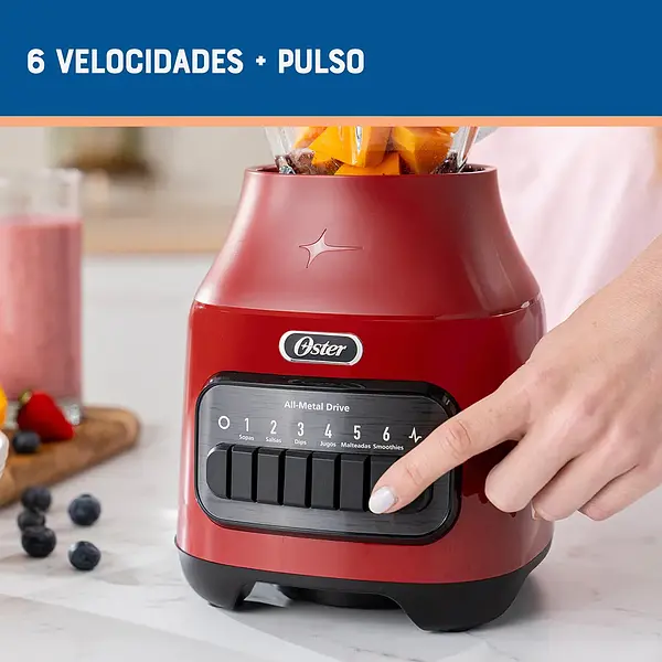 Licuadora Oster 6 Velocidades Pulso Boroclass Blstpeg-Rpb Roja