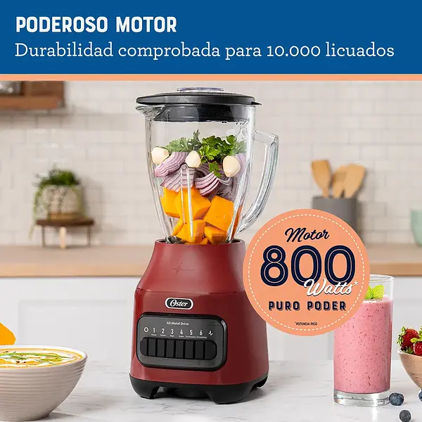 Licuadora Oster 6 Velocidades Pulso Boroclass Blstpeg-Rpb Roja