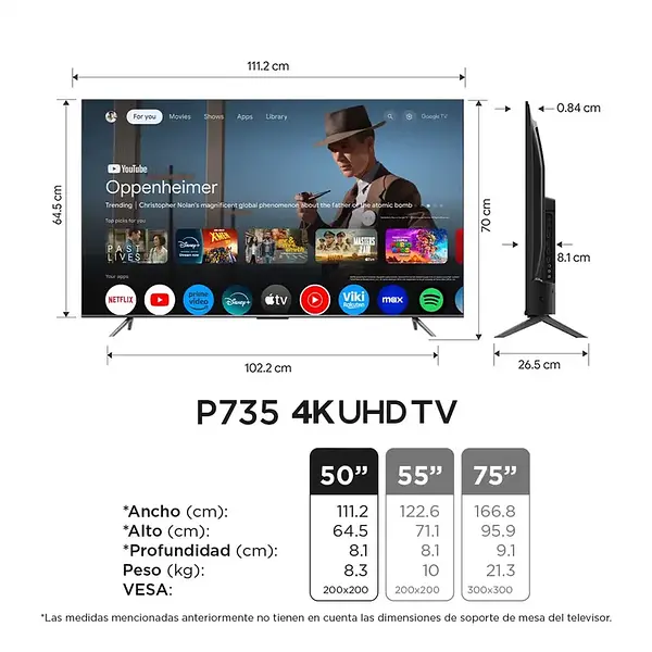 Tv Tcl 50" 4k-Uhd Led Smart Tv Google