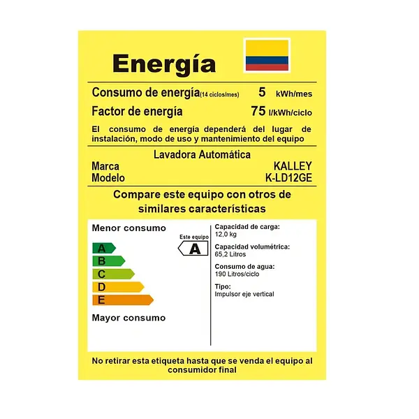 Lavadora Kalley Carga Superior 12 Kilos K-Ld12ge Gris