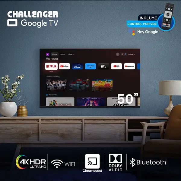 Tv Challenger 50 Pulgadas Uhd 50kg85 Bt 4k Hdr Google 4552