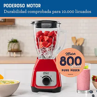 Licuadora Oster Kaliman Vaso Vidrio Roja 8369