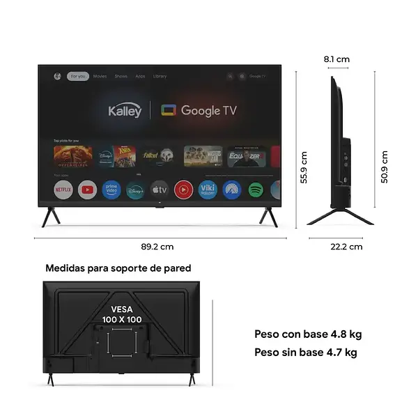 Tv Kalley 40" Pulgadas 40gq200 Fhd Qled Smart Tv Google 0314