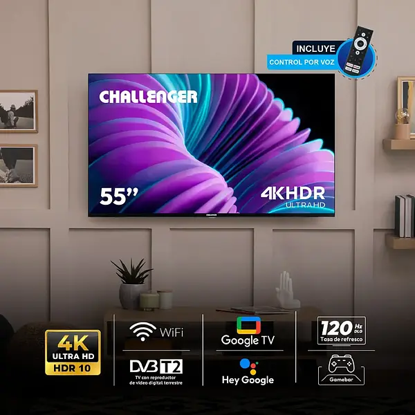 Tv Challenger 55" Pulgadas Bt 4k-Uhd Led Smart Tv 4743