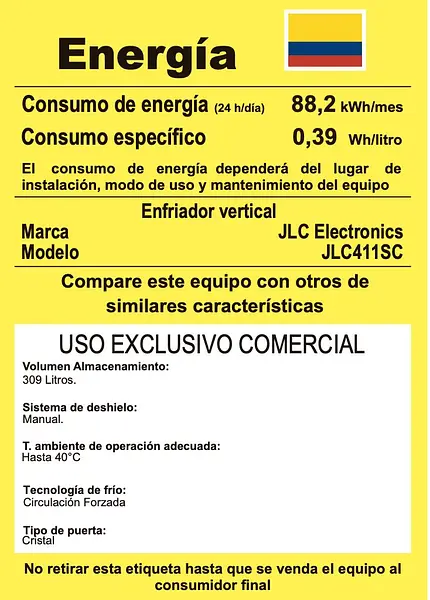 Vitrina Refrigerada Vertical Jlc 309 Litros 0127